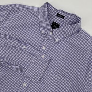 J Crew Shirt Mens XL Gingham Check Flex Washed Slim‎ Untucked Casual Button Down